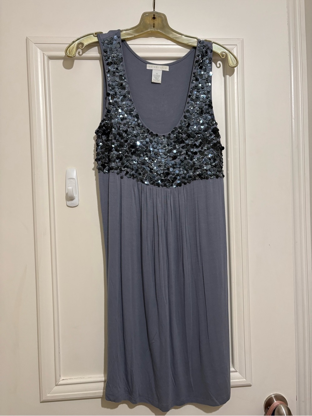 Y2K Gray Sequin Bodice Midi Dress